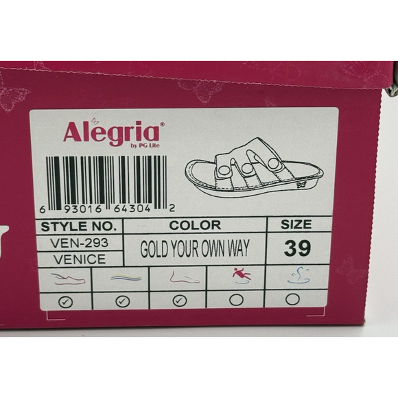 Alegria Venice Sandals Women's Size 9 (39) Gold Your Own Way Leather Comfort NIB - Picture 11 of 11